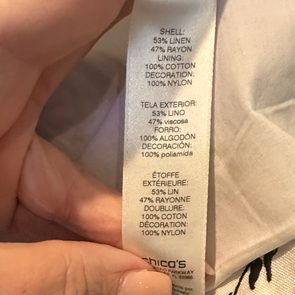 Chico's M Black & White Paisley Waterfall Collar Open Jacket - Picture 8 of 8